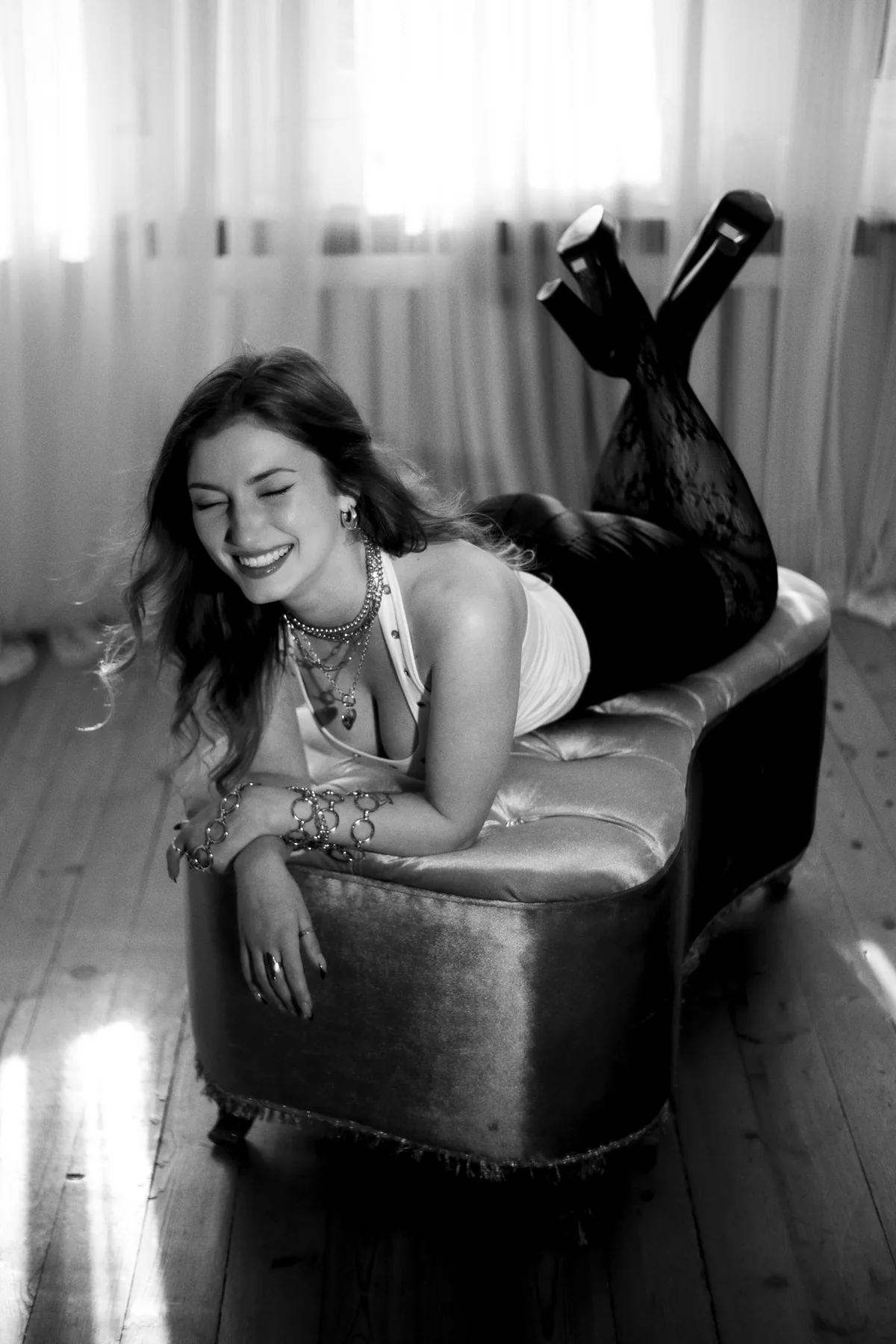 Black and white smile portrait